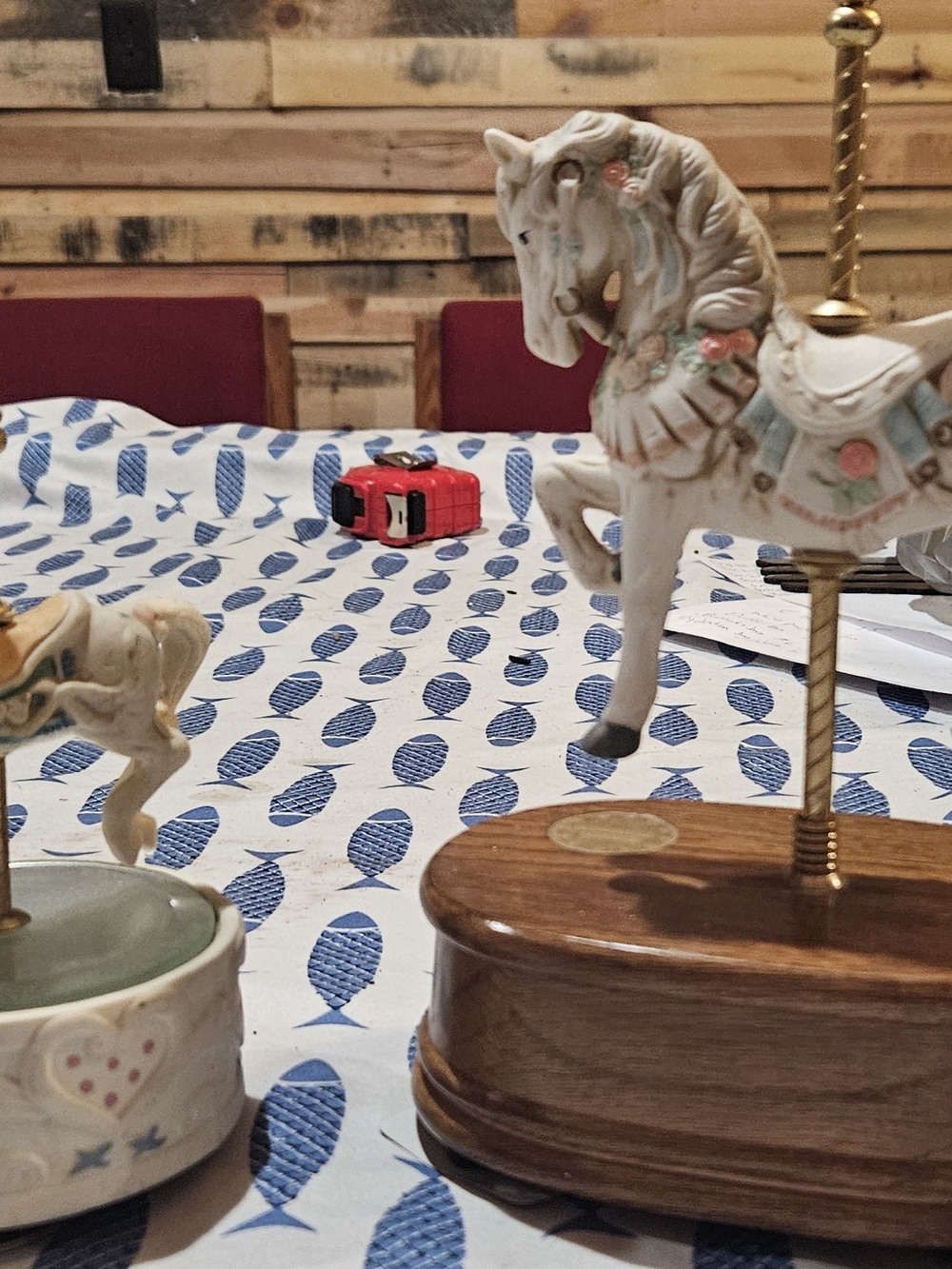 Porcelain Carousel Horse Music Box - White